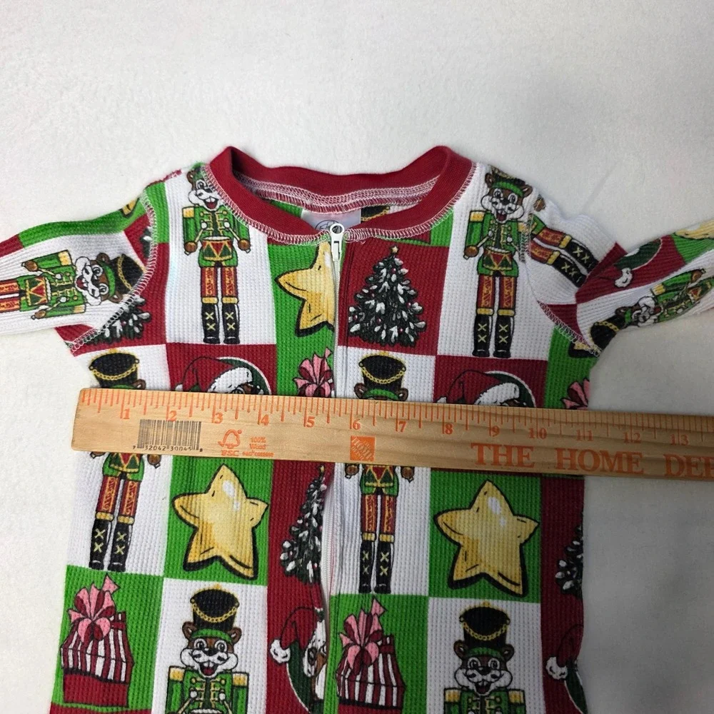 BUC-EES Beaver Christmas Nutcracker Waffle Knit Holiday Sleeper 2t